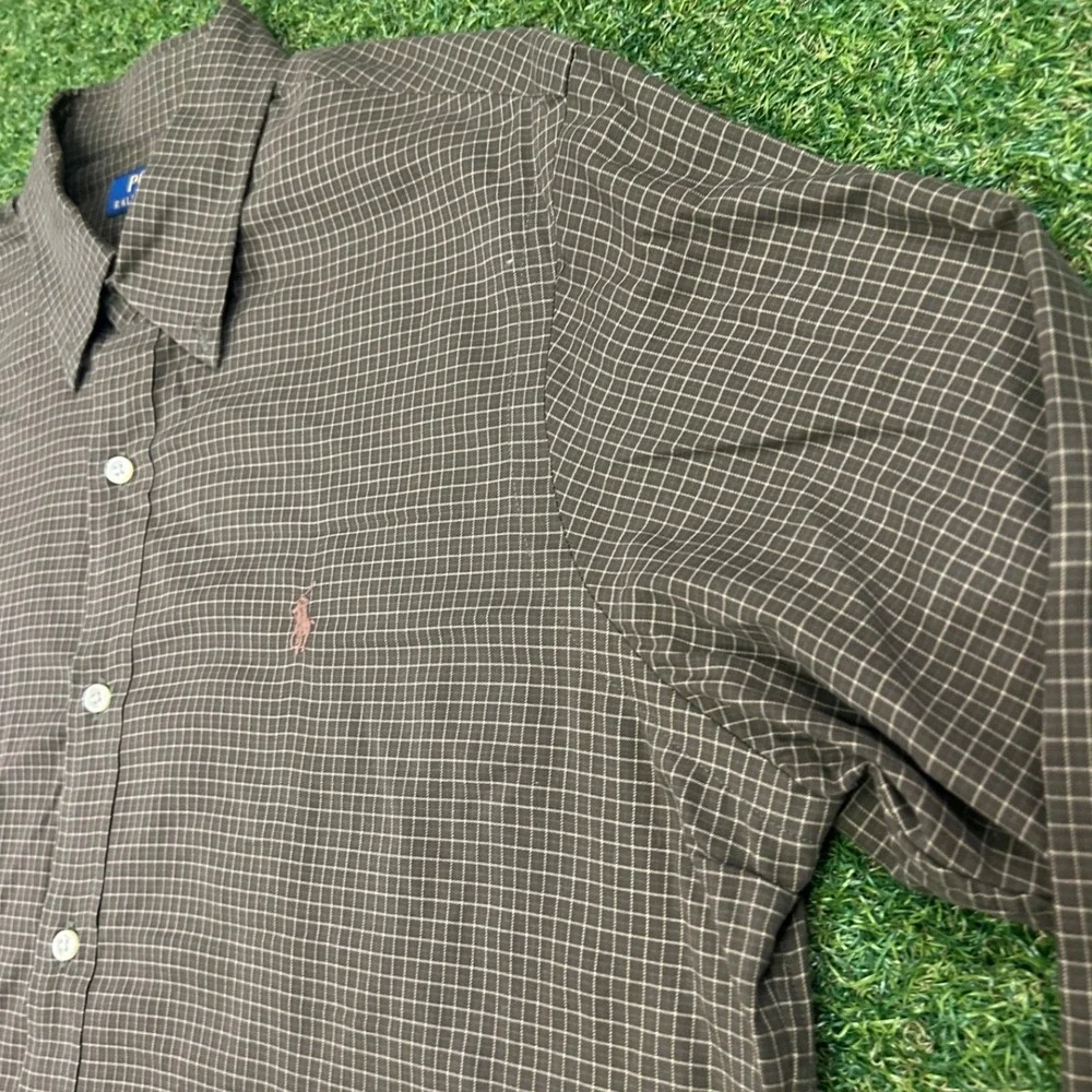Polo Ralph Lauren Mens Brown Check Long Sleeve Button Down Shirt Classic Fit L‎